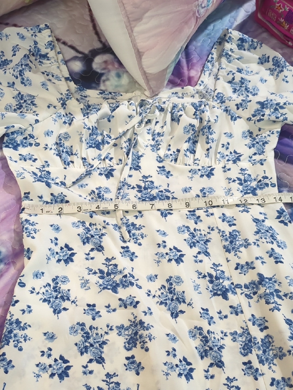 🌸 White & Blue Floral Off-Shoulder Maxi Dress 🌸Size Small | Never Worn - Picture 15 of 16